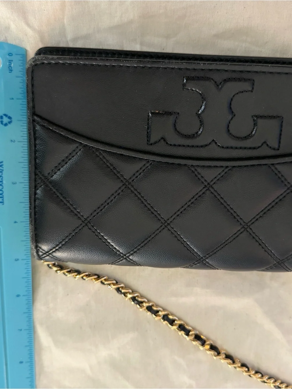 Tory Burch Quilted Leather Savanah Chain Wallet / Mini Pursue Black NWT